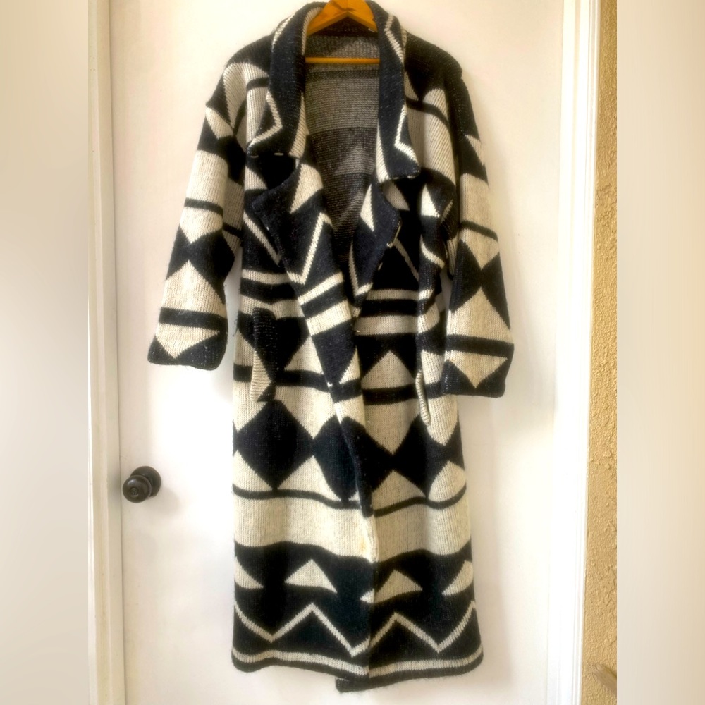 80s vintage i.b. diffusion heavy knit wool blend double breast sweater coat sz L